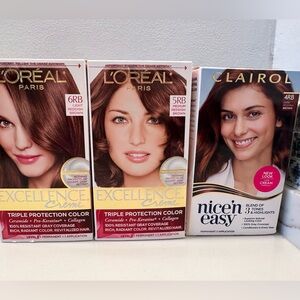 L’Oreal Excellence Clairol Nice & Easy reddish brown light medium dark 3 boxes
